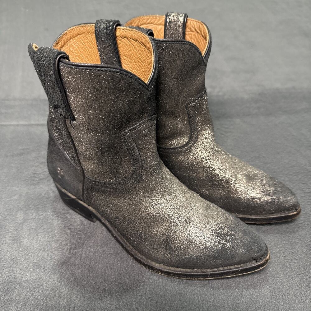 FRYE - Billy Short Cowboy Boots Gold Brushed Suede Heel / Women's Size 7.5